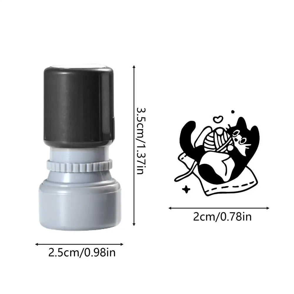 Cat Rubber Stamp – Cute Black Ink DIY Craft Stamp for Journals