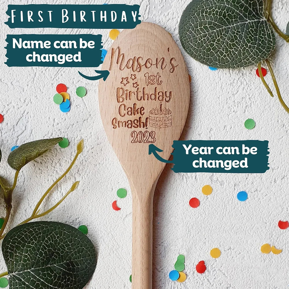 Personalised Engraved Wooden Spoon | First Birthday Keepsake Personalised Keepsake Spoon Peaceful Pleasures Health and Wellness ACustom 1Pcs 30x5cm