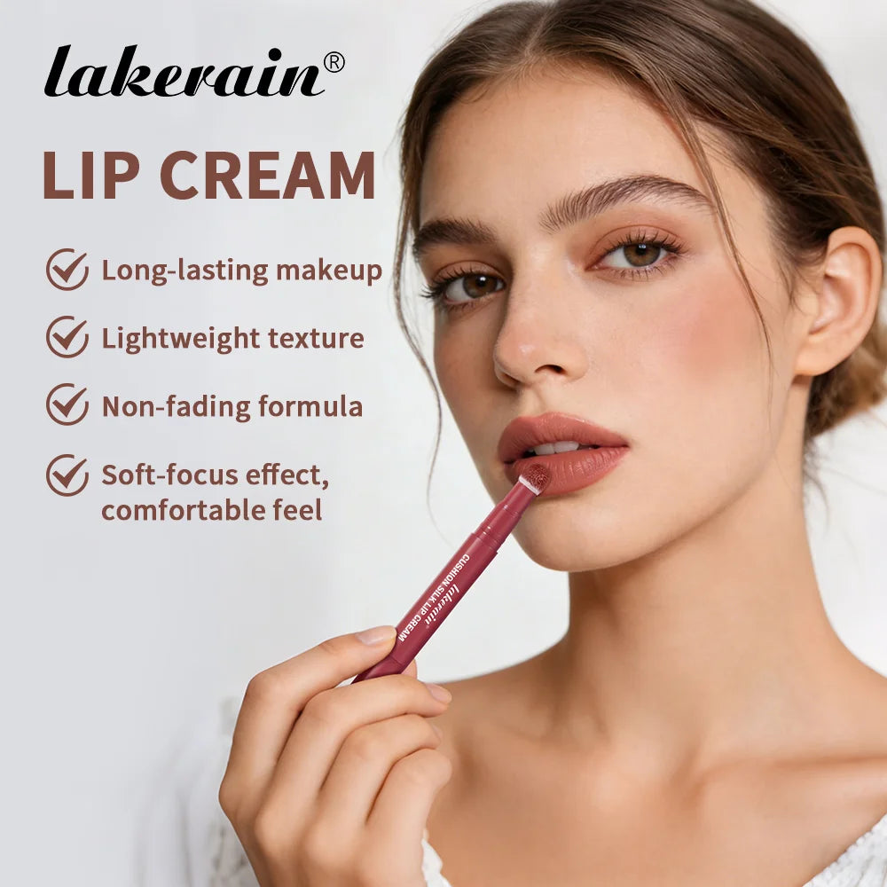 Lakerain 2-in-1 Lip Cream Powder Blusher Air Cushion Brush Design Deep Hydration Long-lasting Non Fading Lipstick Powder Blusher Peaceful Pleasures Health and Wellness