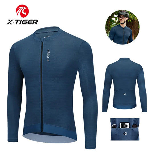 X-TIGER Men's Long Sleeve Cycling Jersey – Reflective & UV Cycling Jersey Oasis Select