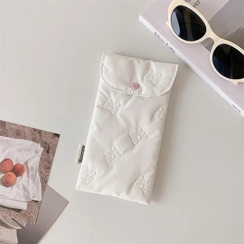 Bow Embossed Pencil Case – Stationery & Glasses Storage Bag