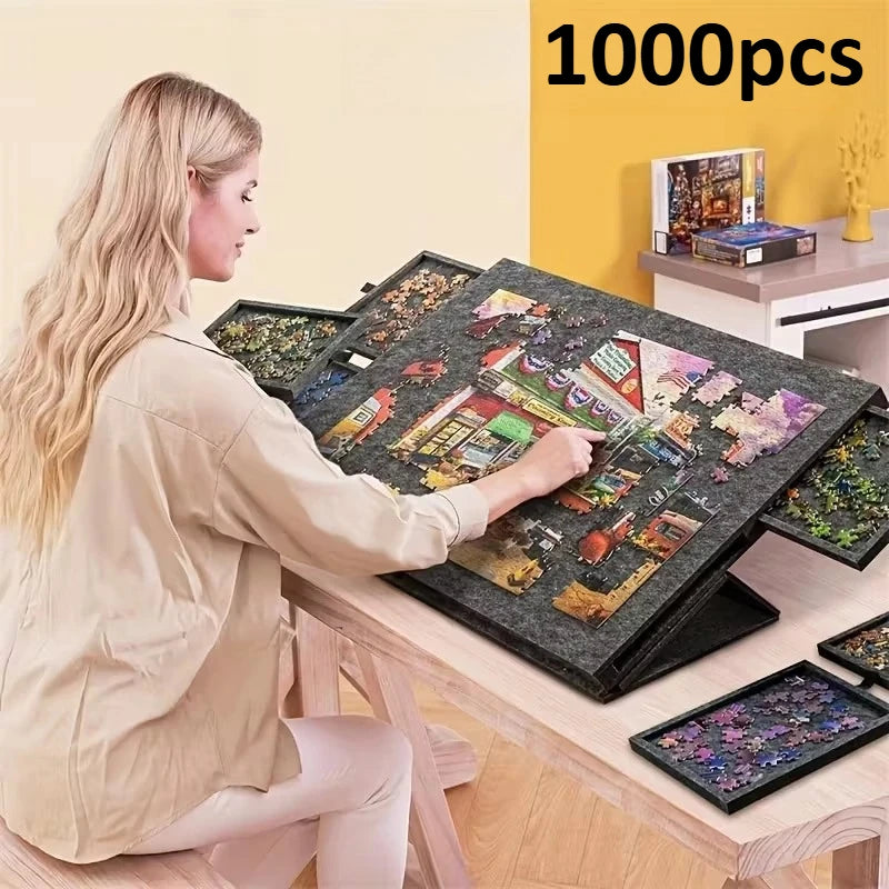 1000-Piece Puzzle Table with 6 Drawers & Adjustable Height