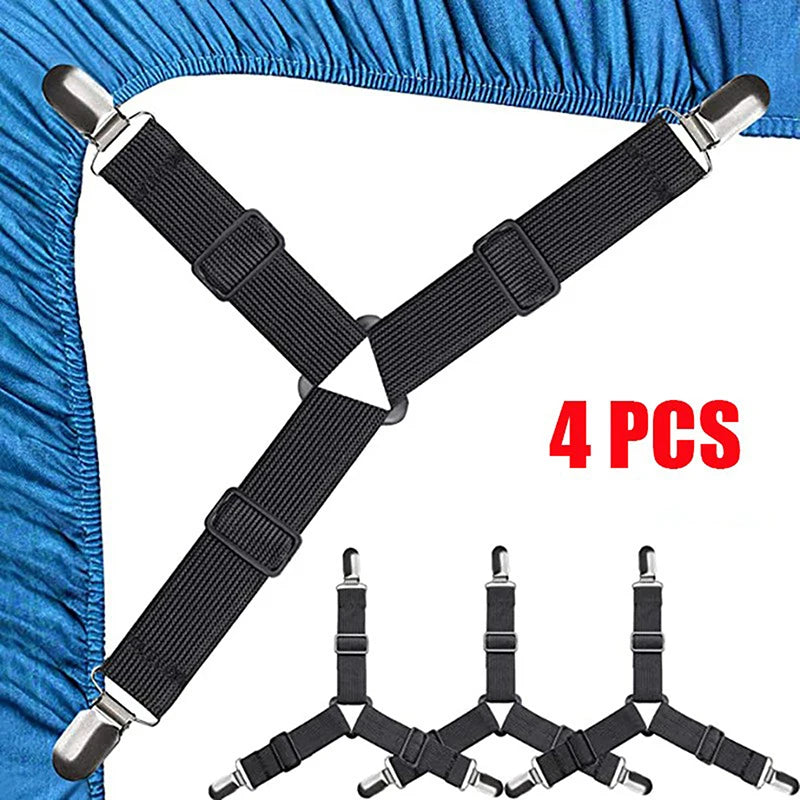 4-Pack Triangle Bed Sheet Holder Clips | Adjustable Mattress Grippers