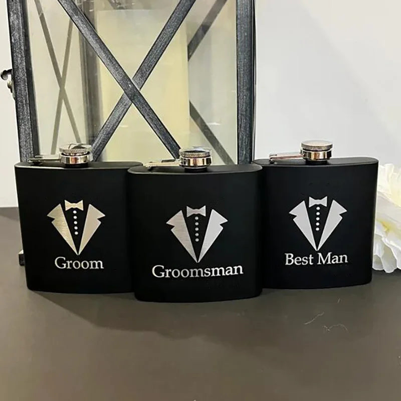 Wedding Party Metal Flask | Groom, Best Man & Groomsman Gift Wedding Party Flask Peaceful Pleasures Health and Wellness