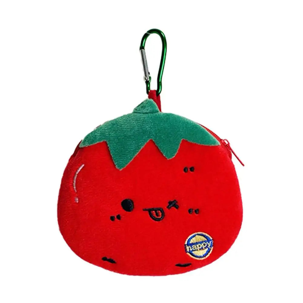 Strawberry Plush Coin Purse Keychain Mini Pouch Bag Charm