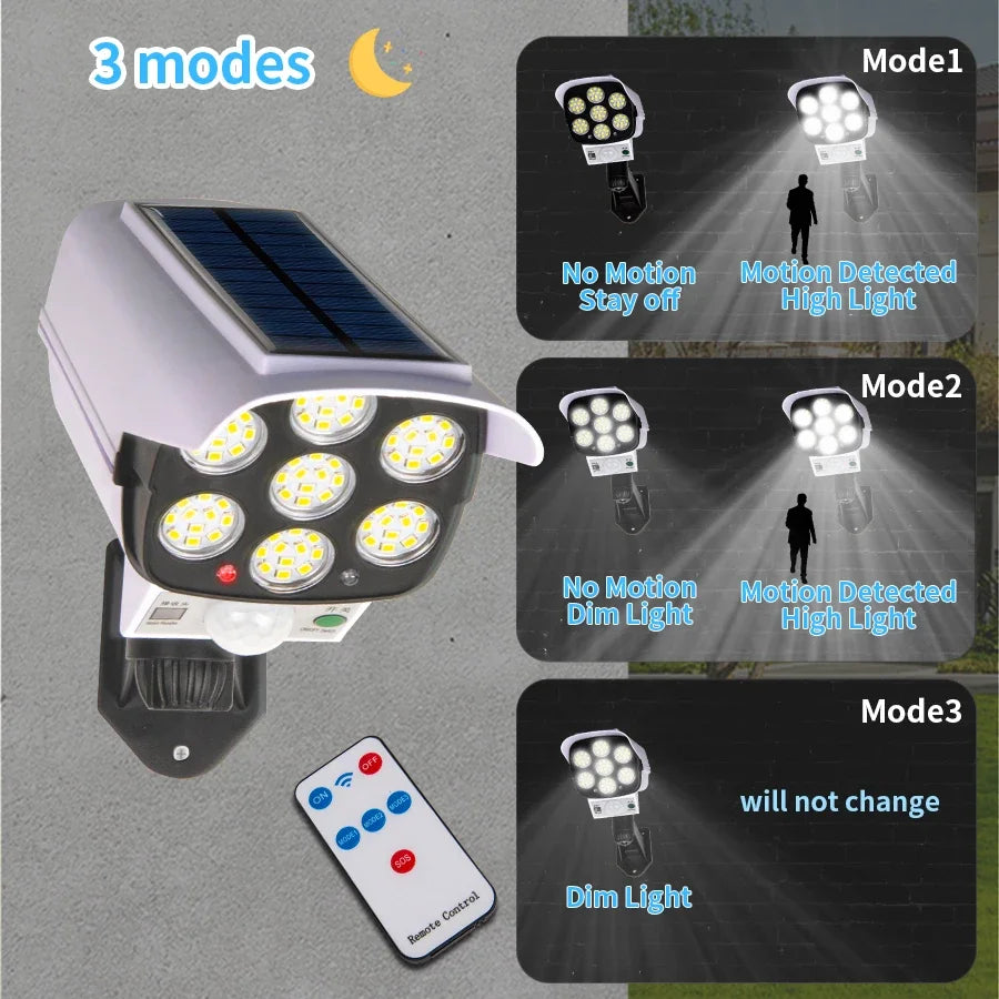77 LED Solar Motion Sensor Light with Dummy Camera – IP65