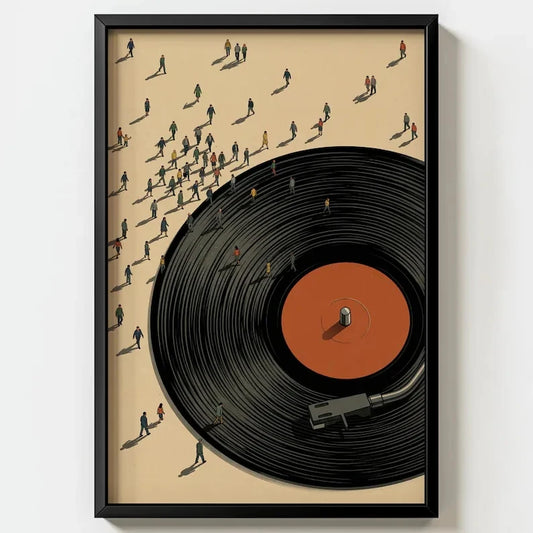 Retro Vinyl Record Miniature People Canvas Wall Art Print Canvas Wall Art Peaceful Pleasures Health and Wellness G5260 21x30cm Unframed