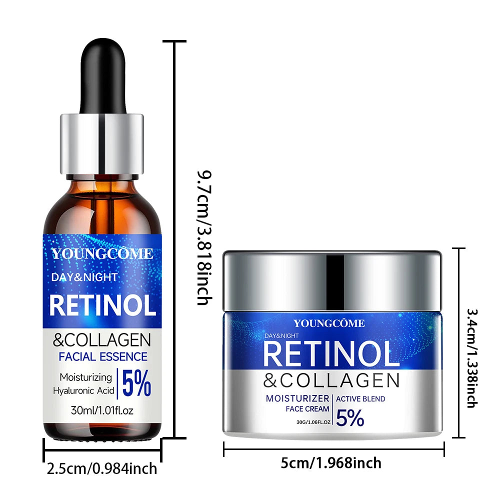 Retinol Cream Serum Combo Set Locks In Moisture Repairs Skin Smoothes Wrinkles Increases Elasticity For Younger Healthier Skin Peaceful Pleasures Health and Wellness 30ml-30g