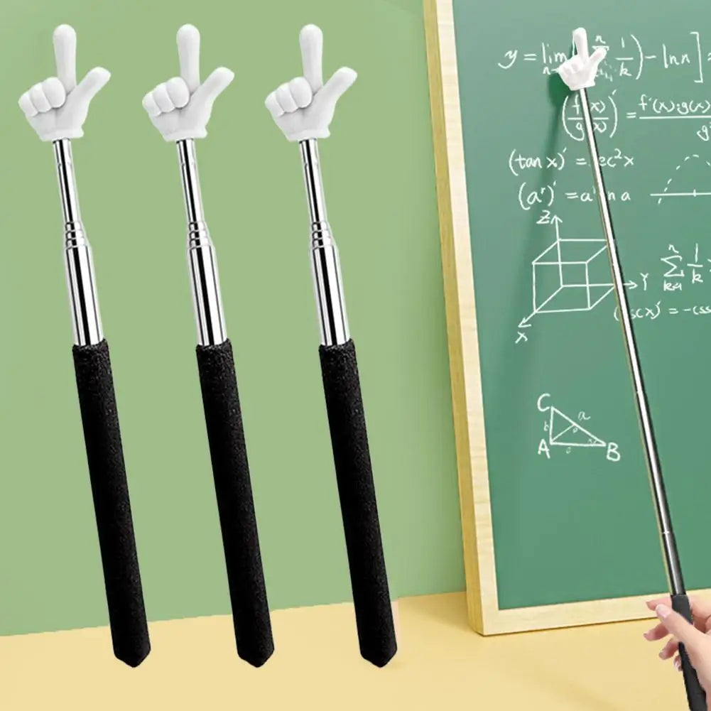 1PC Stainless Steel School Office Teaching Pointer Telescopic Rod Finger Design Teaching Stick Finger Reading Sticks Peaceful Pleasures Health and Wellness
