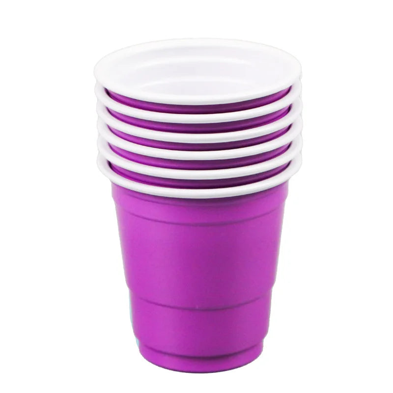 50 Pack 2OZ Mini Party Cups Plastic Shot Glasses Red Disposable Cups for Birthday Wedding Holiday Celebrating Graduation Party Peaceful Pleasures Health and Wellness Purple