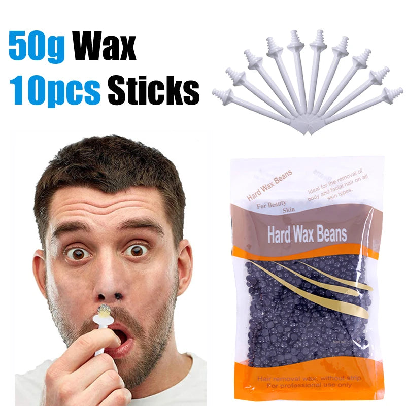 100-Piece Nose Wax Kit – At-Home Nose Hair Removal Set Nose Hair Wax Kit Peaceful Pleasures Health and Wellness 50gBlack-Stick10P