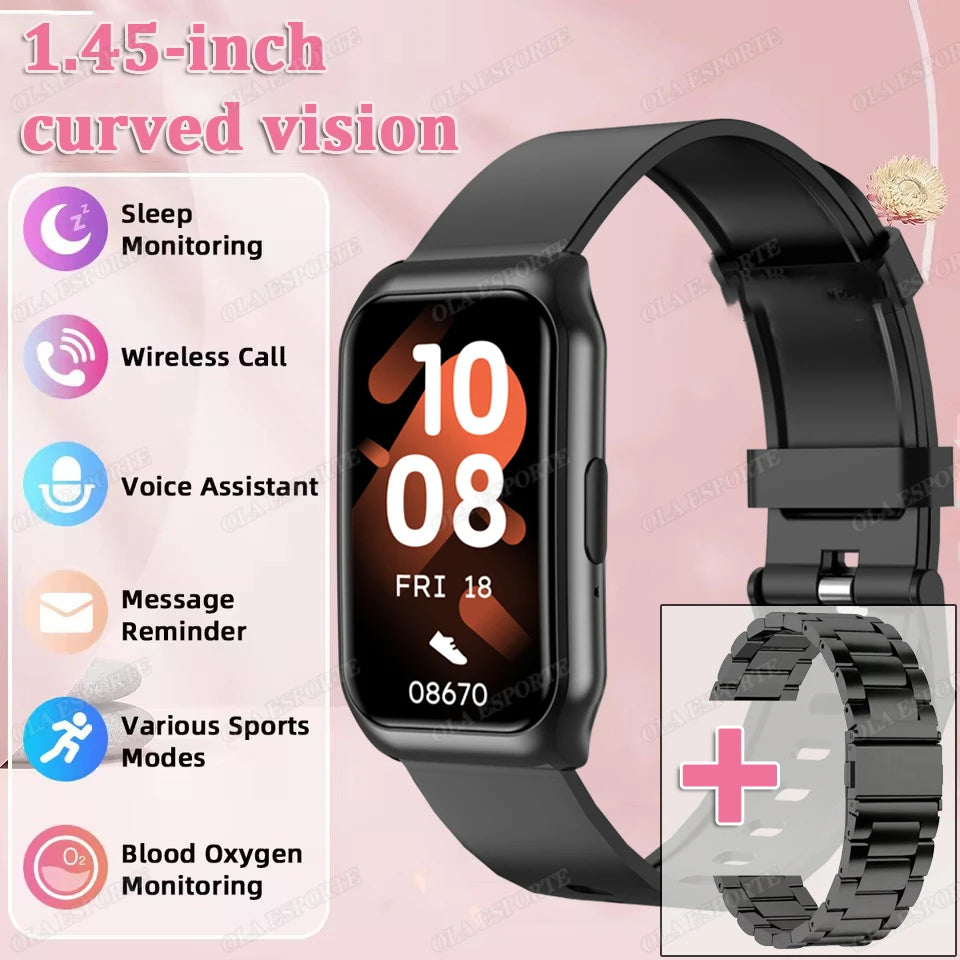 For Android IOS Smart Bracelet Women Smartwatch Men Heart Rate Blood Oxygen Waterproof Sport Smart Band Watch For Ladies +Gift Peaceful Pleasures Health and Wellness Bk18Szstrap