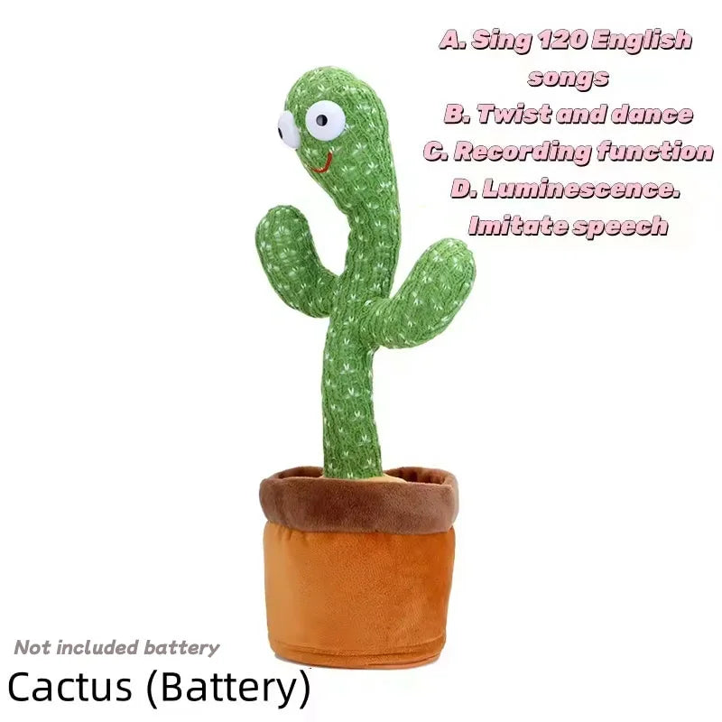 Dancing Cactus Toy Repeating Talking Plush Toy Wriggle Singing Dancing Stuffed Animal Baby Toddler Christmas Gift Kids Adult Fun Peaceful Pleasures Health and Wellness Cactus (Battery)