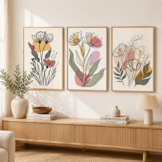 Boho Floral Canvas Wall Art | Minimalist Botanical Print Canvas Wall Art Print Peaceful Pleasures Health and Wellness