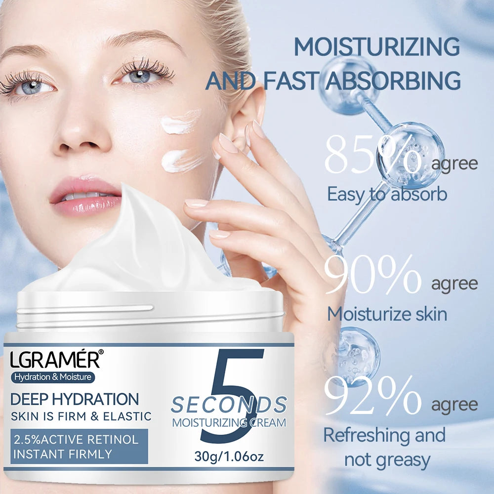 5 Seconds Active Retinol Smooth Wrinkles Cream Improve Damaged Skin Firming Face Fine Skin Moisturizing Care Lifting Cream Peaceful Pleasures Health and Wellness