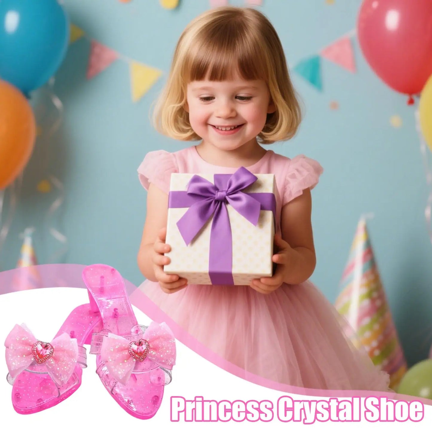 Girls Princess Crystal Dress-Up Shoes | Sparkly Costume Heels