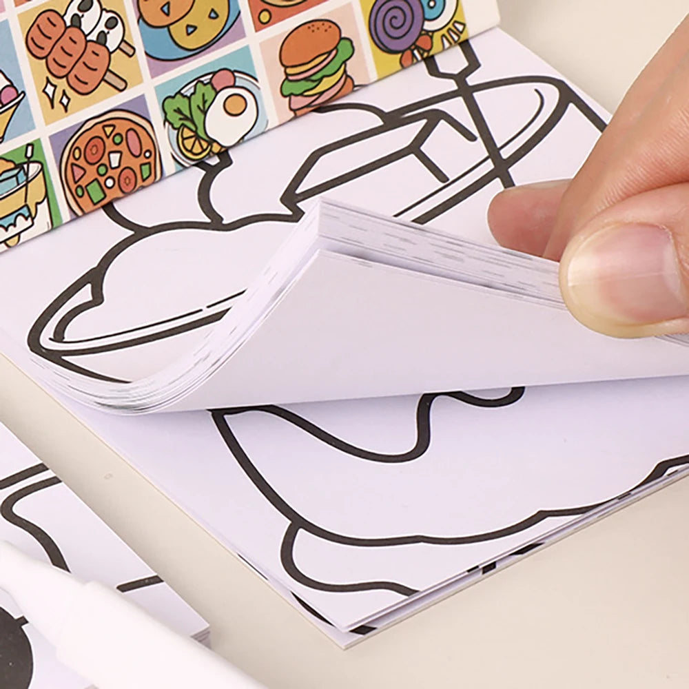 25 Sheets Cartoon Convenient Coloring Book Mini Watercolor Student