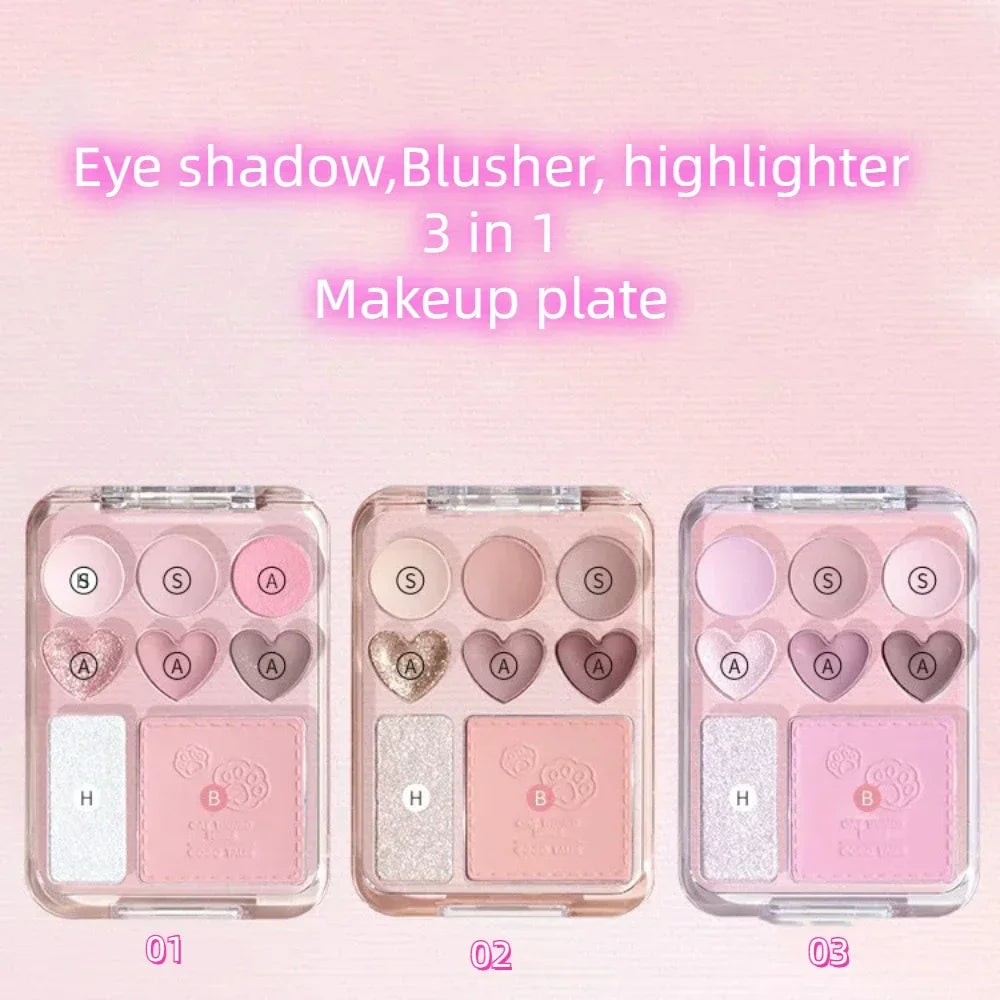 Gogotales Heart Eyeshadow Palette – Purple Peach Shimmer Blush