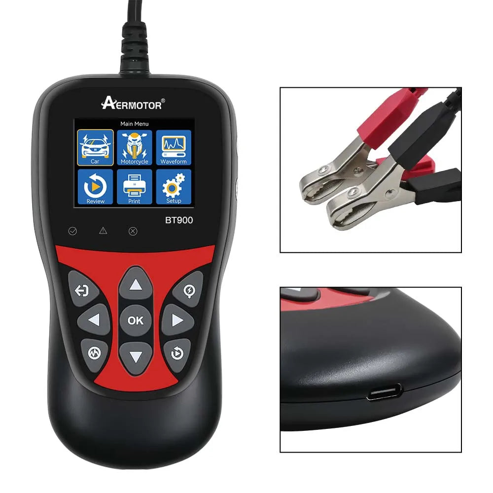 AER BT900 6V/12V Car Battery Tester & Analyzer | AERMOTOR