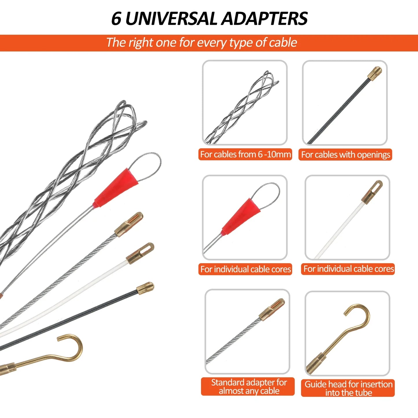 Cable Retractable Aid 30m High-quality Spiral Including 6 Adapters
