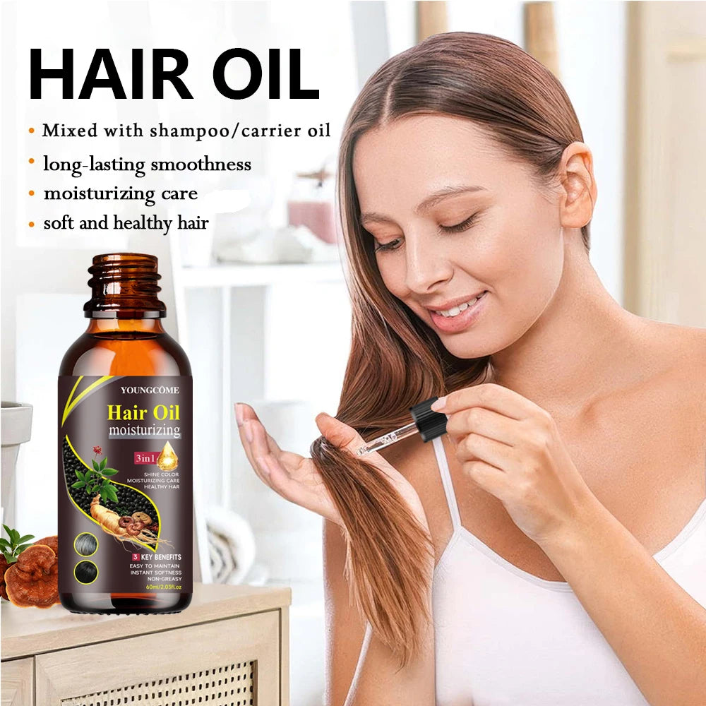 3-in-1 Multi-Effect Hair Nourishing Oil - Enhances Hair Strength, Silky Soft Finish, Lightweight Texture Peaceful Pleasures Health and Wellness