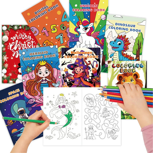 Kids Holiday Party Coloring Book 8 Theme Doodle Drawing Cartoon Peaceful Pleasures Health and Wellness