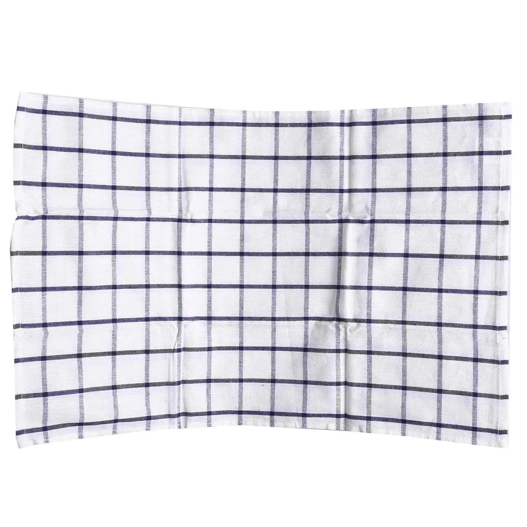 6-Piece Blue White Plaid Cotton Tea Towels | Kitchen Dish Towels Cotton Kitchen Towels Peaceful Pleasures Health and Wellness