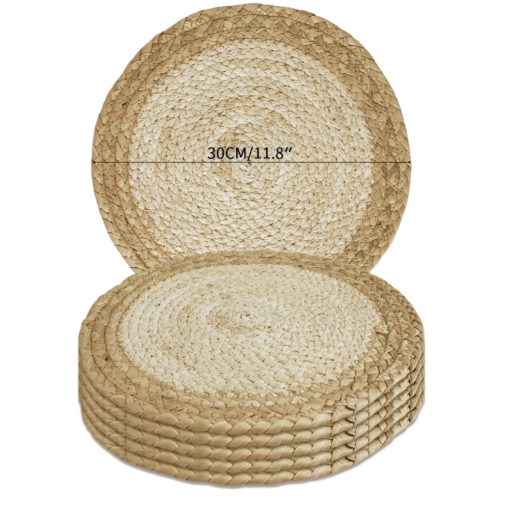 Pot Mats Round Handwoven Rattan Placemats Natural Straw Braided Heat Resistant Table Place Mats For Dining Home Wedding Decor Peaceful Pleasures Health and Wellness 6pc 30cm A L Round