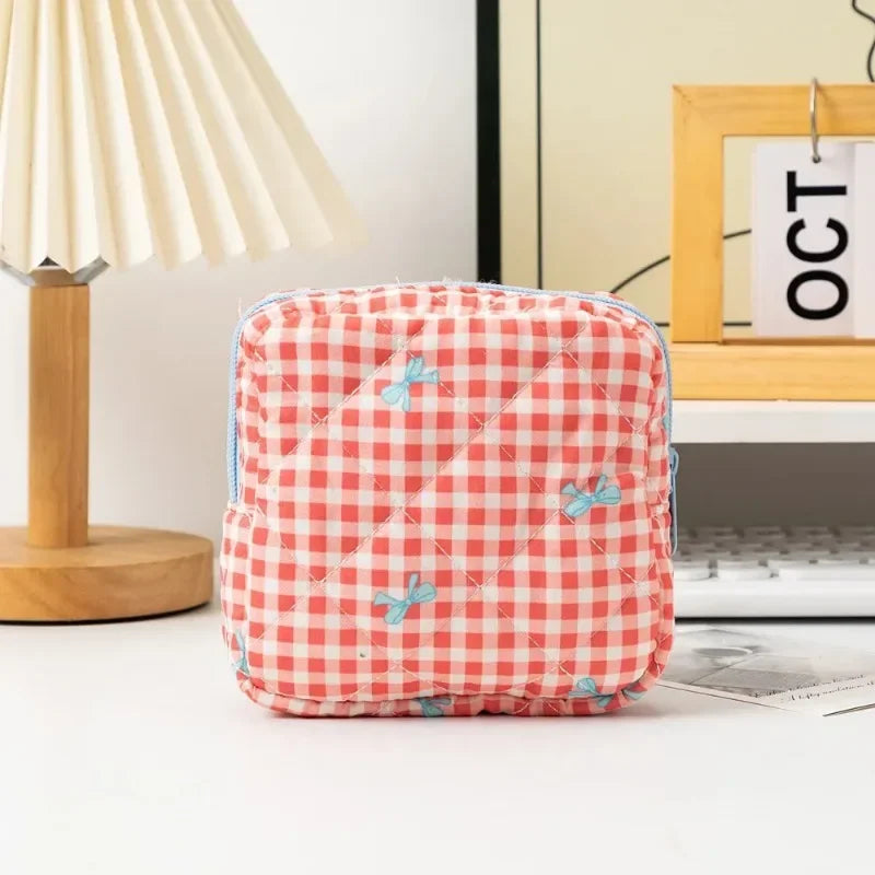 Heart Print Tampon & Sanitary Napkin Pouch | Feminine Organizer