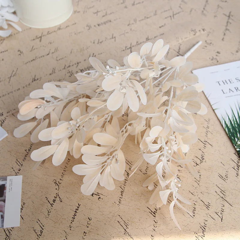 Silk Artificial Willow Bouquet | Fake Green Leaves for Home & Wedding