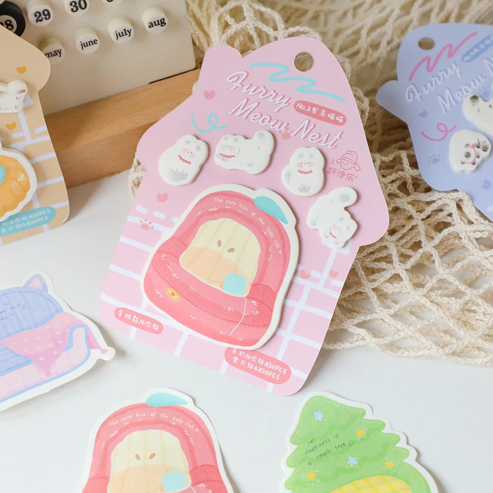 30 Sheets Cat Nest Alien Convenience Stickers Cartoon Creative Soft