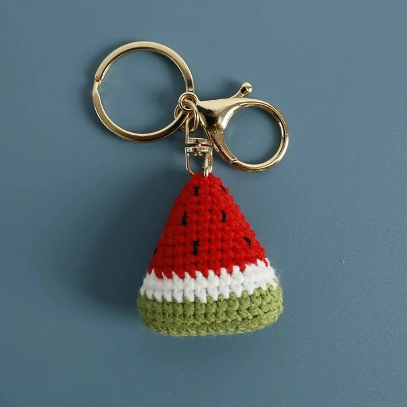 Handmade Crochet Watermelon Keychain | Cute Fruit Charm Pendant