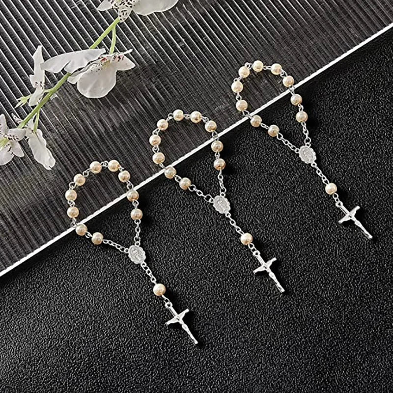 5-Pack Cross Rosary Bracelets | Baptism & Communion Gift Set