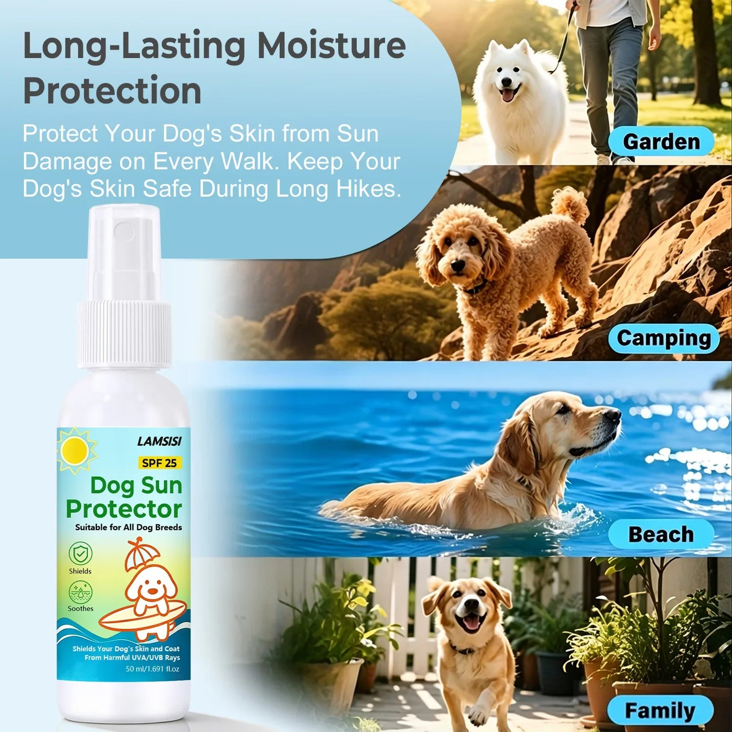 Lamsisi Dog Sunscreen Spray SPF 25 – UVA/UVB Shield 50ml