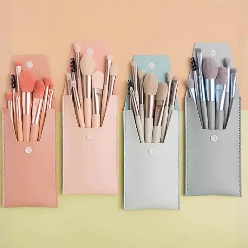 8-Piece Mini Macaron Soft Makeup Brush Set | Beginner Kit