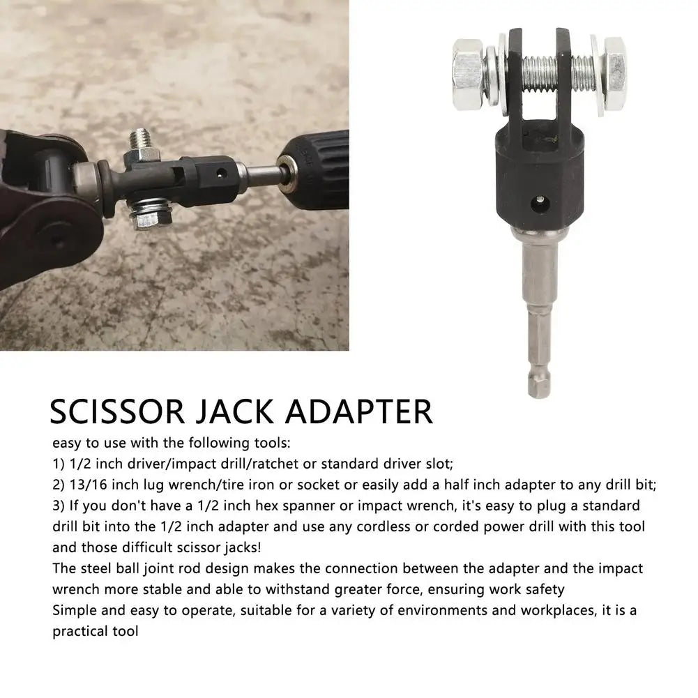 1/2 Inch Scissor Jack Adapter | Chrome Vanadium Steel Socket Tool
