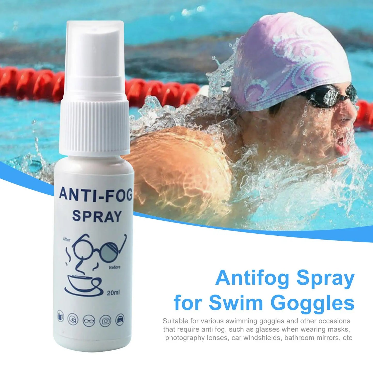 Anti-Fog Spray 20ml – Goggles, Glasses & Windshield Defogger