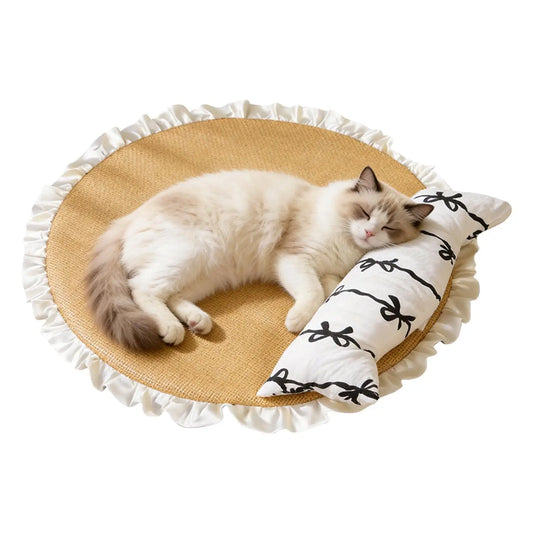 Pet Cooling Mat Removable Sleeping Pad With Pillow Cat Cooling Pad For Home Entryway Floor House Summer Camping Sleeping Kitten Peaceful Pleasures Health and Wellness
