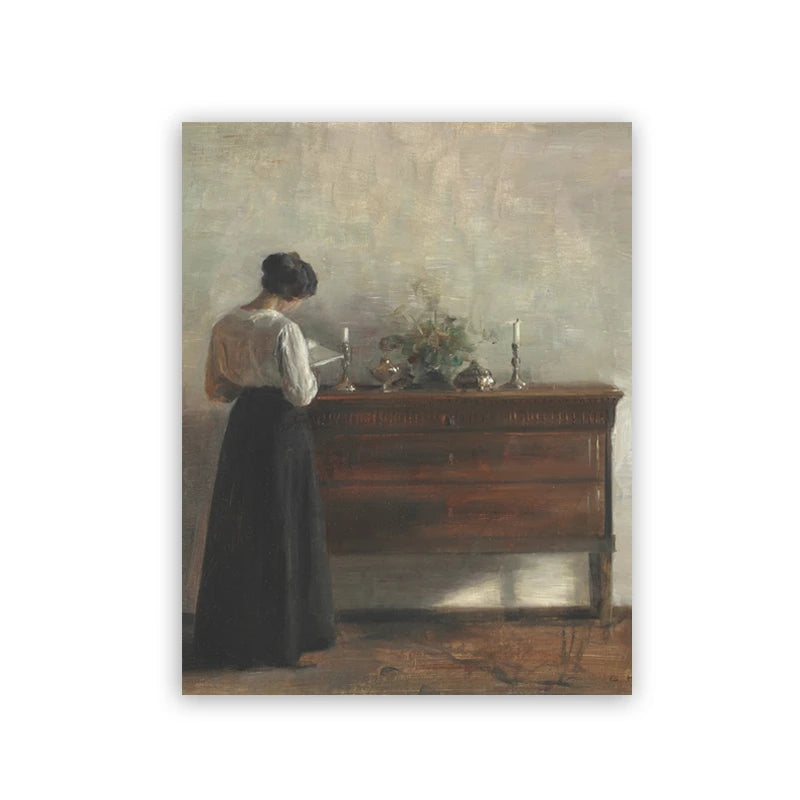 Vintage County Landscape Gallery Wall Art Prints Rustic Moody Cloud Oil Painting Canvas Prints Antique Flower Pictures Decor Peaceful Pleasures Health and Wellness 17 50x70cm Unframed