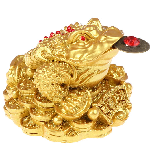 Feng Shui Money Frog Toad Coin Statue | Lucky Fortune Ornament Feng Shui Ornament Peaceful Pleasures Health and Wellness B