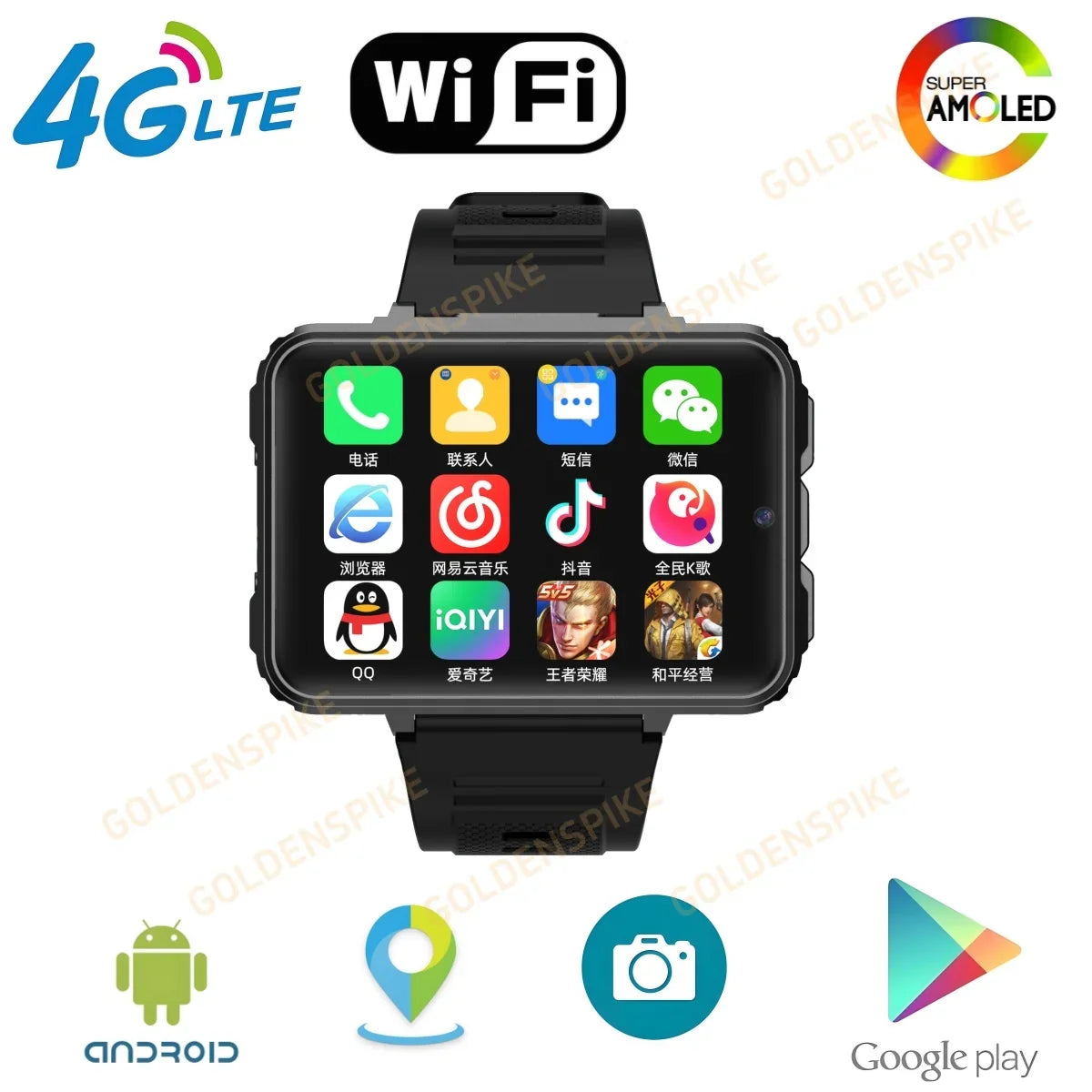 GOLDENSPIKE VP999 2.4" AMOLED 4G Smartwatch – GPS & Dual Camera