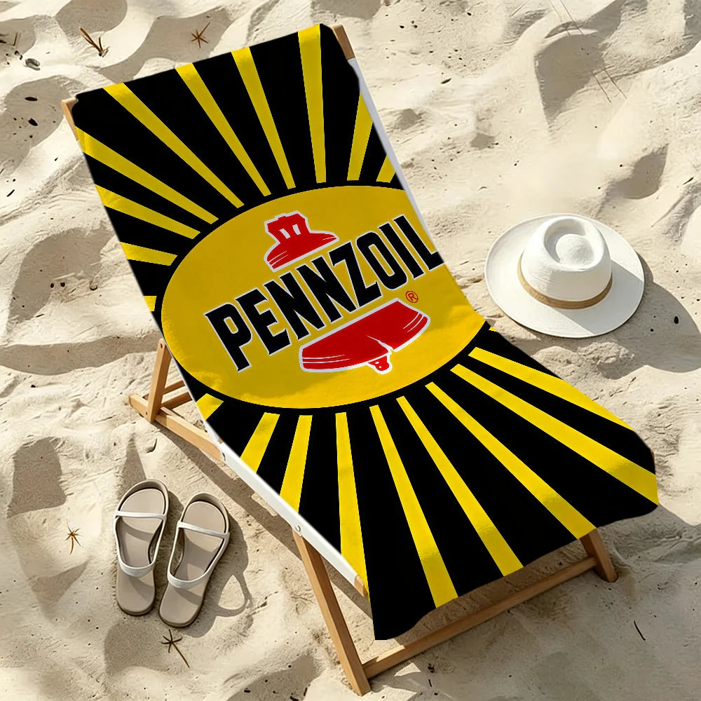 Pennzoil Logo Quick-Dry Beach Towel | Soft Pool & Sports Towel Quick-Dry Beach Towel Peaceful Pleasures Health and Wellness