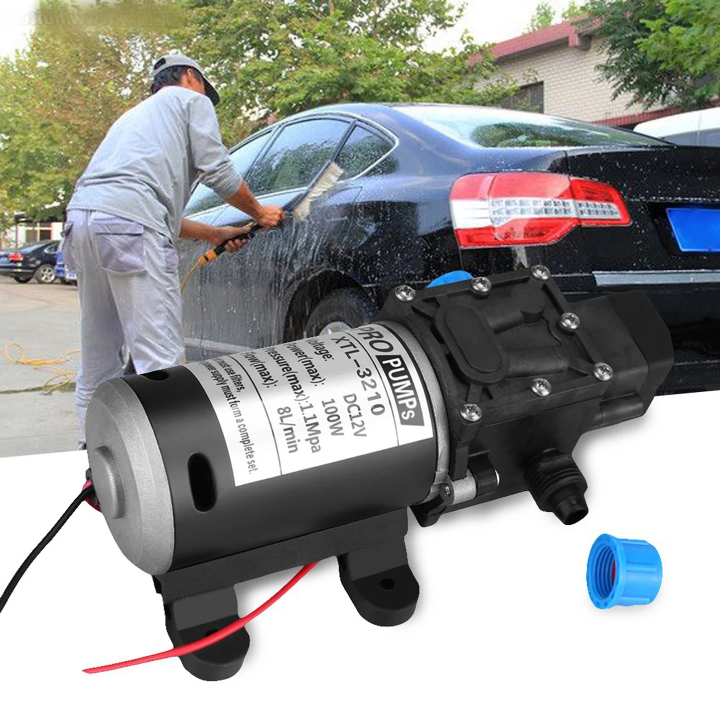 12V DC 100W Min 160Psi Pressure Diaphragm Self Priming Water Pump Wash