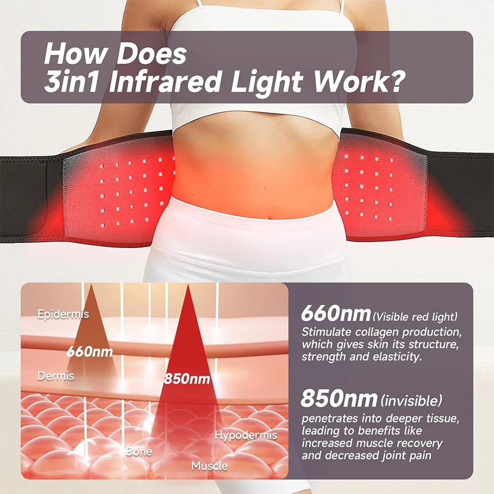 VamsLuna Red Light Therapy Belt – Infrared LED Back Pain Relief