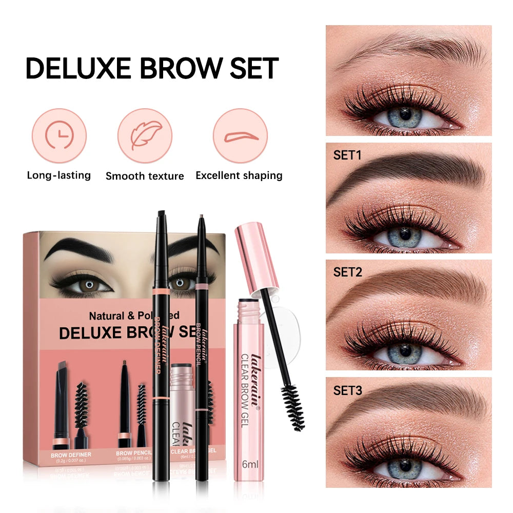 Lakerain 3-Piece Eyebrow Set – Pencil, Definer & Brow Gel Eyebrow Makeup Set Peaceful Pleasures Health and Wellness