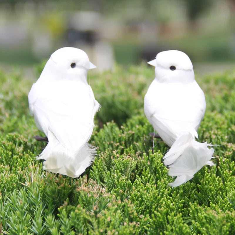 Artificial White Dove Bird Decor – Realistic Feathered Ornament Bird Figurine Decor Peaceful Pleasures Health and Wellness
