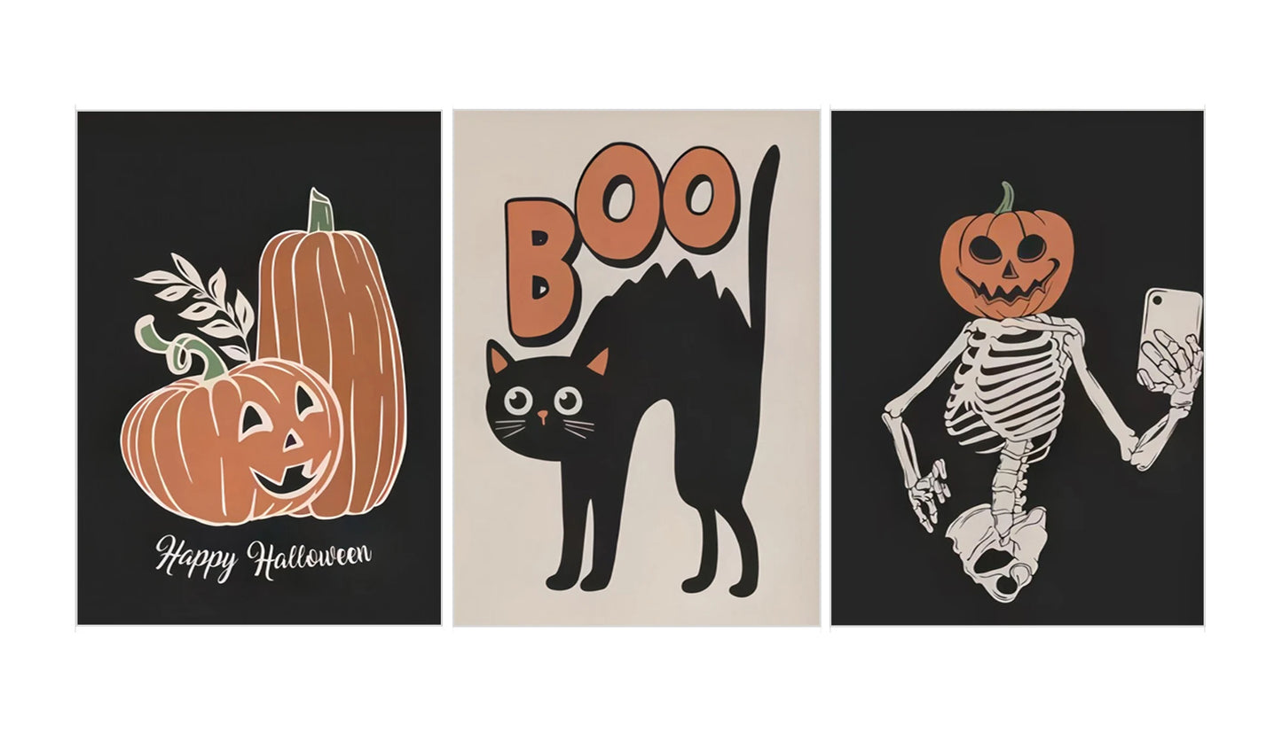 Ghost Cats Jack-o-Lanterns Halloween Canvas Wall Art Print