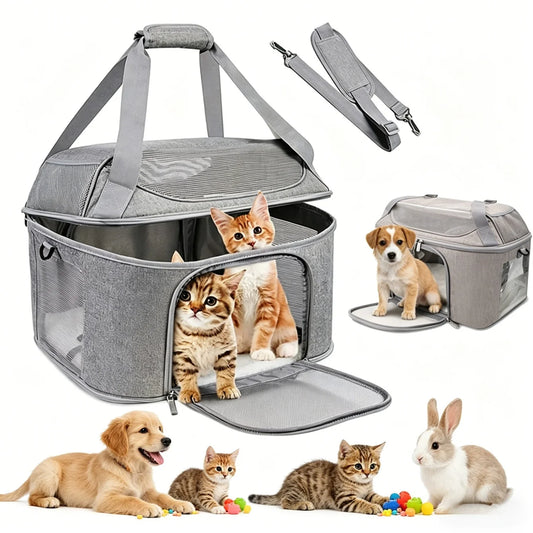 Soft-Sided Collapsible Pet Carrier | Cats & Dogs Travel Bag Soft-Sided Pet Carrier Peaceful Pleasures Health and Wellness