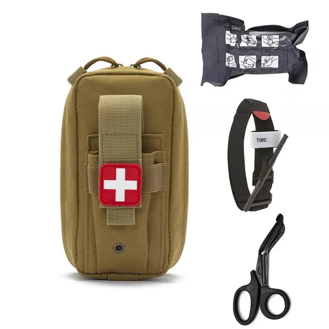 4pcs Molle medical EDC bags, EMT first aid bandages, tourniquets, scissors first aid kits, life-saving sets, Israeli bandages Peaceful Pleasures Health and Wellness khaki set