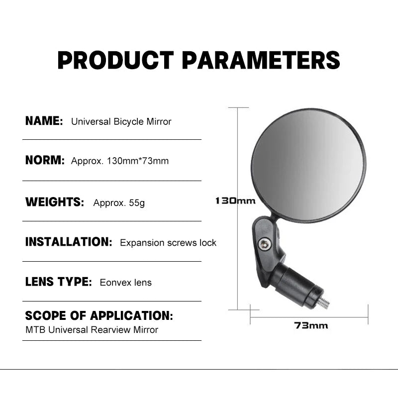 Universal Bike Handlebar Rearview Mirror – 360° Wide Angle